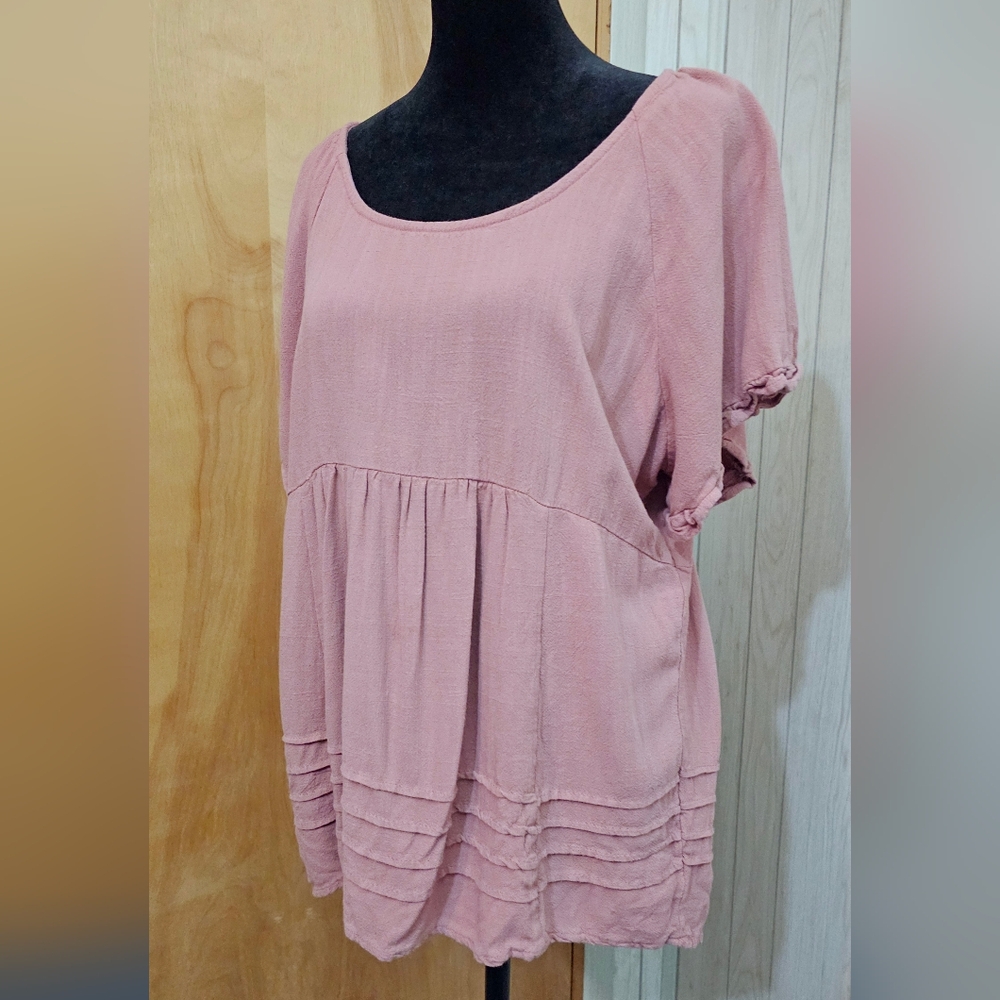 Umgee Pink Ruffle Sleeve Flowy Blouse - Picture 3 of 12